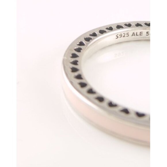 RADIANT HEARTS of PANDORA Light PINK Enamel STACKABLE Ring 191011PCZ NEW! - Picture 4 of 4